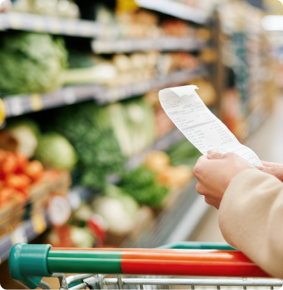 Checking receipt in produce section