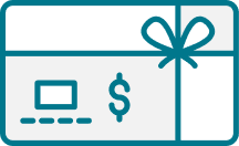 Digital gift card icon with bow